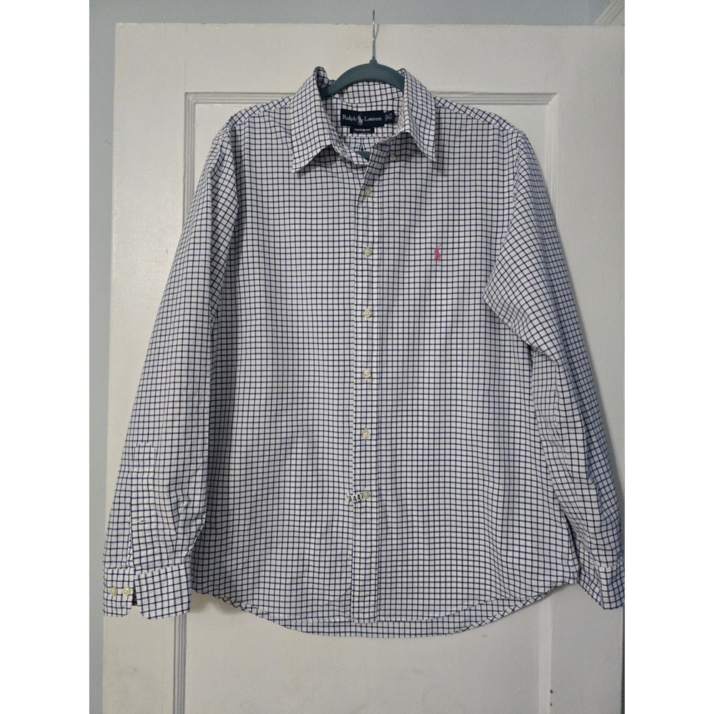 Ralph Lauren Custom Fit‎ Windowpane Button Down Dress Shirt Mens Size 16.5